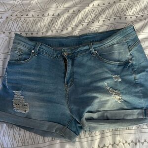 NWT stretchy, distressed, cuffed jean shorts